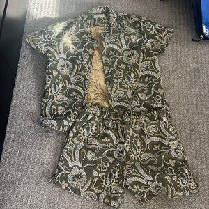 Men Short Sleeve Button Up & Short Set